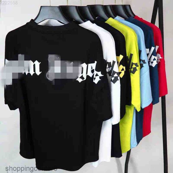 

a0ty chao brand palms angels candy color letter printed short sleeve t shirt men's and women's bf loose half, White;black
