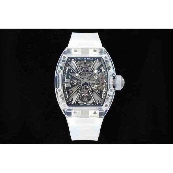 

multi-function superclone luxury mens mechanics watch richa milles wristwatch wine barrel rm12-01 tourbillon blue transparent silicon tapewl