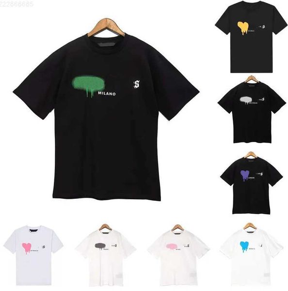 

emwz designer mens t shirt high street palms angels angel shirts women graffiti tee fashion spray paint couple short sleeves loose tide bran, White;black