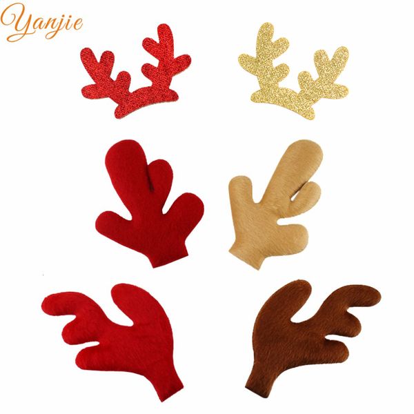 

hair accessories 20pcs/lot christmas deer antlers felt pads red/gold european kids trendy diy hair accessories party decoration femme 230816, Slivery;white