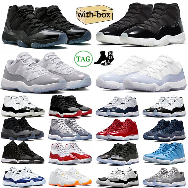 

with box jumpman 11 11s basketball shoes for men women cement grey cherry cool grey dmp space jam university blue mens trainers outdoor spor