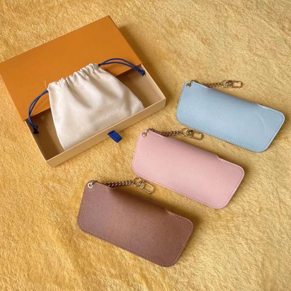 

luxury sunglasses bag brand leather keyring blue pink glasses with box