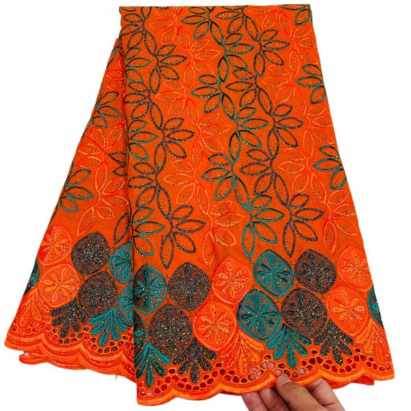 

rhinestones 5 yards swiss cotton lace fabric african female dinner party embroidery ladies costume sewing craft women evening apparel new ar, Black;white