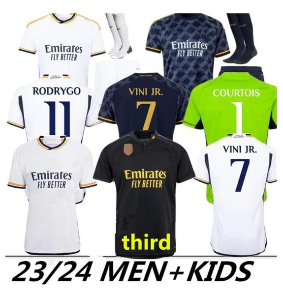 

bellingham soccer jerseys 23 24 kids football kits vini jr tchouameni benzema alaba asensio modric rodrygo fourth 2023 2024 real madrids foo, Black
