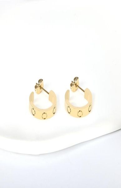 

high edition ear cuff charms love earrings for women girls ladies stud piercing jewelry engraved logo titanium steel gift designer2740313, Golden