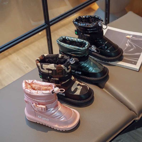

boots children snow boots with thick new winter 2023 boys warm soft bottom cotton boots girl camouflage b2258 kids velvet short boots j23081, Black;grey