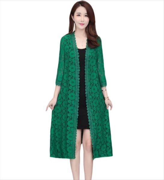 

women summer long sleeve lace flower cape jacket elegant wraps beach shawl plus size sun protection clothing female h1318 women07194955, Black;brown