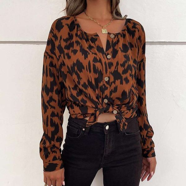 

autumn commuter t shirt long sleeved leopard print for women, White