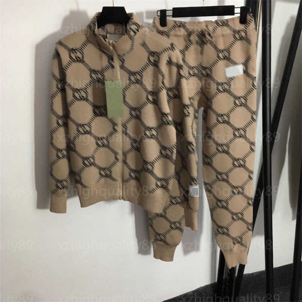 

tracksuit women two piece set pant joggers suit letter prints long sleeve zipper cardigan jacket elastic waist drawstring casual pants brown, Gray