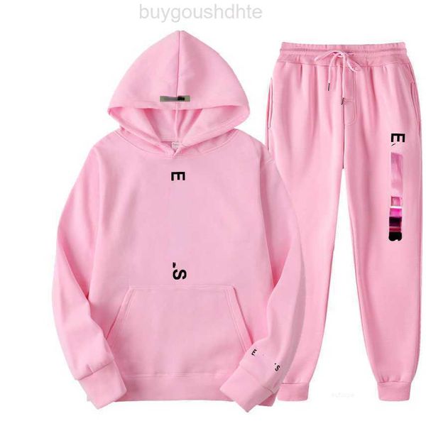 

designer ess23 fashion couple sweater suit men sweatshirt double thread high street luxury brand two piece set hoodies we9q 1, Black