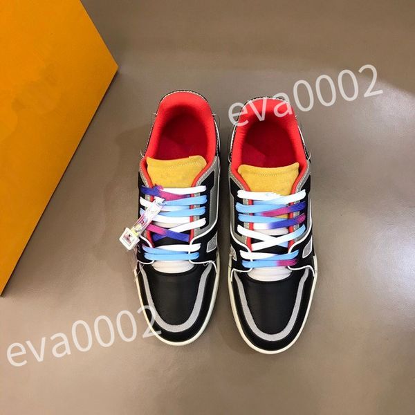 

luxury quality casual shoes brand men sneaker leather trainers man technical rubber runner sports lug sole walking size 39-44 rd1012, Black