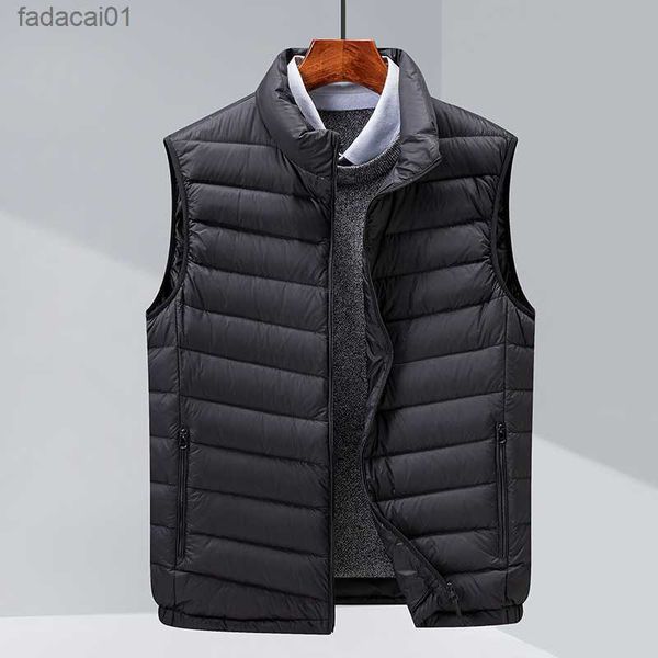 

men's down parkas men's casual classic inflatable sleeveless jacket 2023 new autumn winter 90 white duck down men's ultra lig, Black