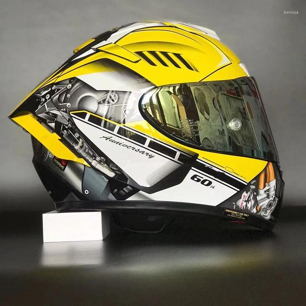 

Motorcycle Helmets X-Spirit III X14 Helmet X-Fourteen Yellow Full Face Racing Casco De Motocicleta Capacete Casque, With clear visor