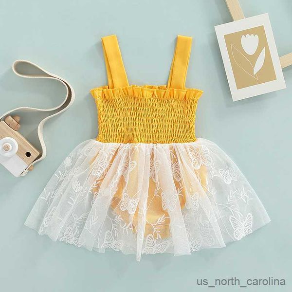 

girl's dresses baby girls summer romper dress sleeveless butterfly embroidery skirt bodysuit r230816, Red;yellow