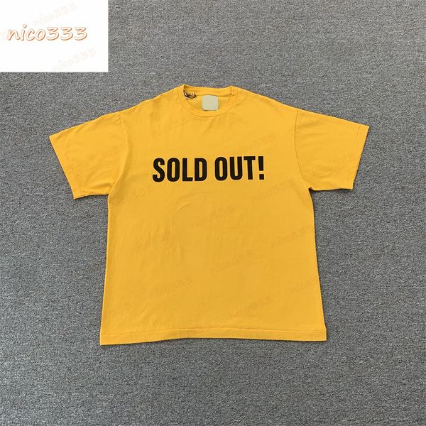 

23ss new ga depts yellow sold out letters cotton round neck loose hundred men and women casual trend short sleeve, White;black