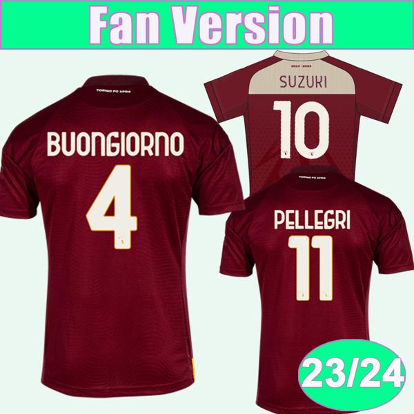 

23 24 torino fc ricci mens soccer jerseys singo t. sanabria ilic pellegri zima buongiorno home limited edition football shirts short sleeve, Black;yellow