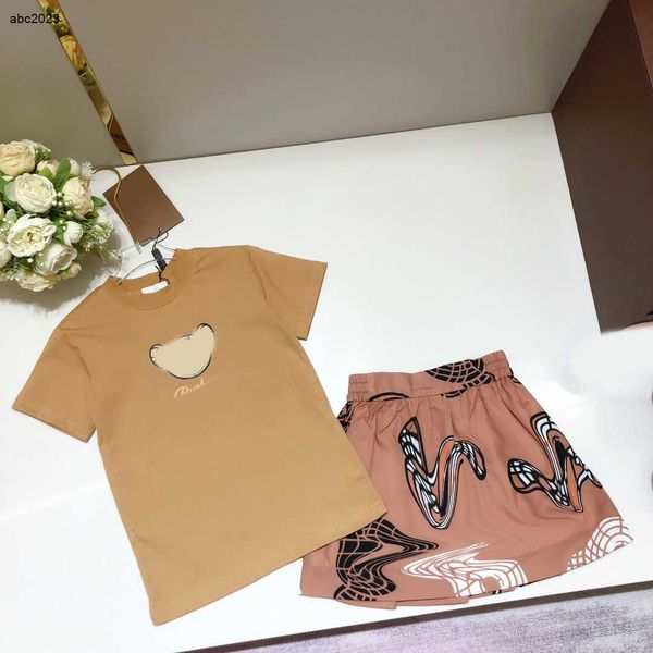 

new designer girl dress baby tracksuits kids suits size 100-160 cm 2pcs animal avatar letter printed t-shirt and short skirt july10, White