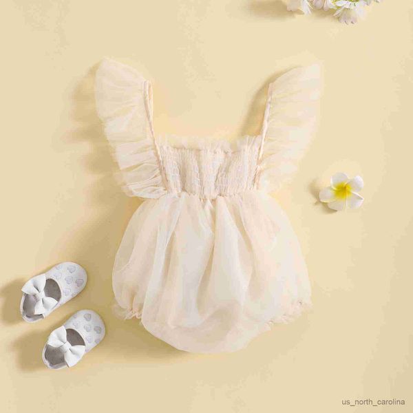 

girl's dresses baby girls romper fly sleeve pleated tulle patchwork infant bodysuit summer clothes for casual daily r230816, Red;yellow