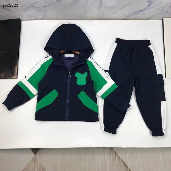 

new designer baby suits autumn set tracksuits size 100160 cm 2pcs panel design long sleeved hooded zippered jacket and pants july, White