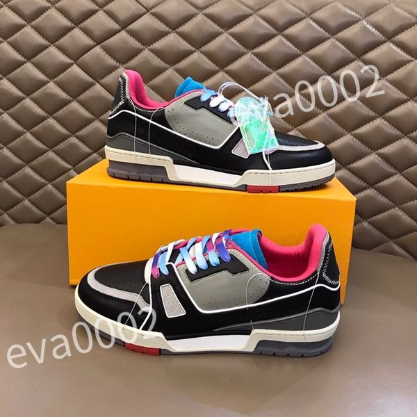 

2023 new quality casual shoes brand men sneaker leather trainers man technical rubber runner sports lug sole walking size 39-44 rd1012, Black
