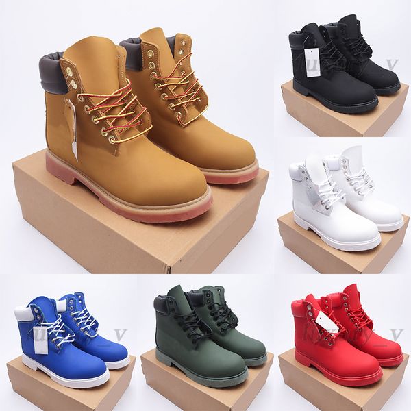 

designer land boots rubber platform men boot wooden ankle shoes denim classic women brown hiking booties motorcycle boots with box, Black