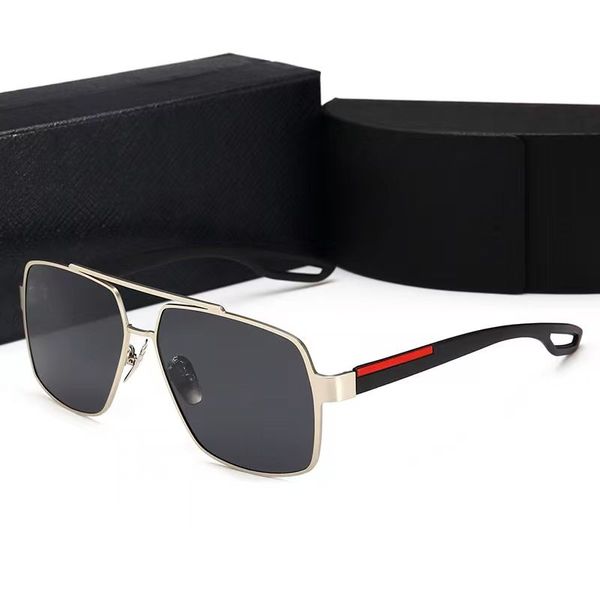 

luxury mens designer sunglasses women sunglass plated square frame brand retro polarized fashion goggle occhiali da sole firmati 6 color, White;black