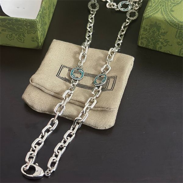 

retro pendant necklace ggity double letter g logo jewelry brand designer men woman 925 silver long necklaces 07867