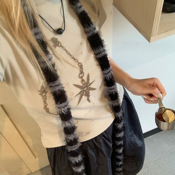 

scarves luxury design striped scarf spring and summer decorative scarf for femal y2k plush long scarves echarpe femme hiver bufanda 230816, Blue;gray