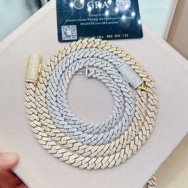 

2023 new design hip hop jewelry custom sterling sier 10mm bracelet necklace mens iced out cuban link chain, Silver