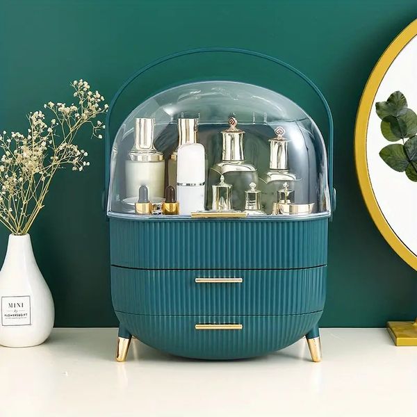 

1pc makeup organizer for vanity, makeup drawer organizer, cosmetic display case with makeup brushes holder & pen pencil holder, bathroom mak
