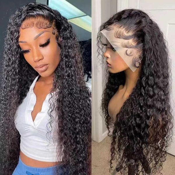 

wig women's front lace split long curly hair women's small curly loose chemical fiber high temperature silk wig headcover 230816, Black