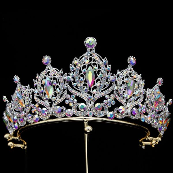 

wedding hair jewelry diezi 7 colors elegant ab crystal crown women girls wedding luxury queen bridal tiaras diadem hair dress accessories je, Slivery;golden