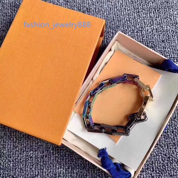 

2020 fashion chain bracelets for men and woman designers wristband chain pattern bracelet jewelry with box, Black