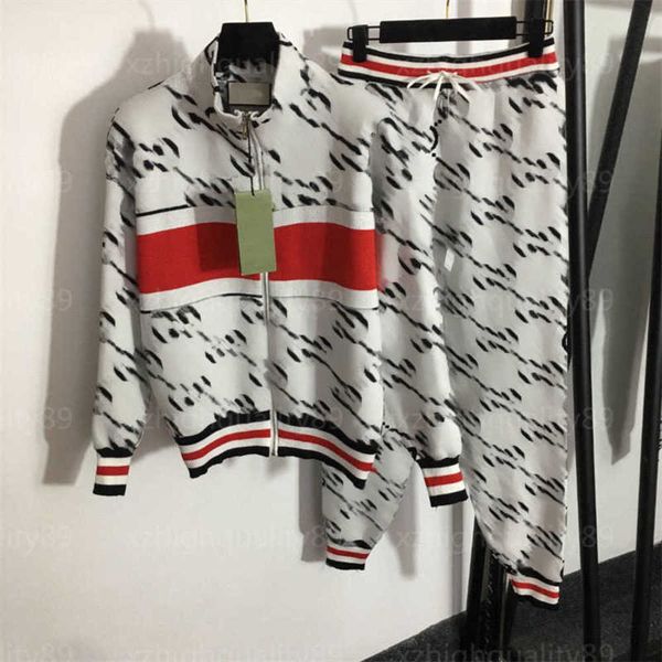 

fall tracksuit designer womens fitness two piece set letter colorblocking long sleeve cardigan jacket elastic waist drawstring casual pants, Gray