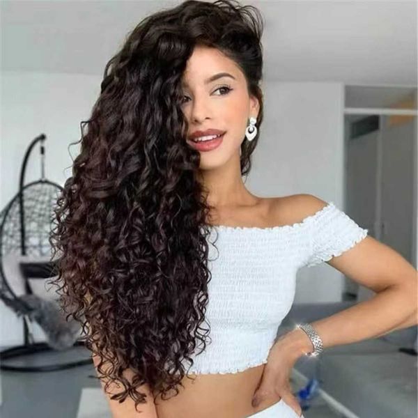 

2022 wig women's fashion long curly hair small curly long hair new wig headcover 230816, Black