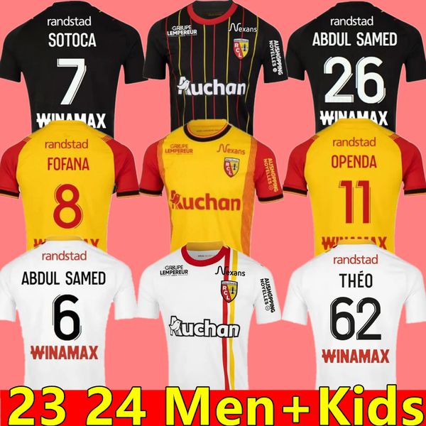 

23 24 maillot rc lens soccer jerseys kid kit sainte football shirts de foot home away training 2023 2024 player version fofana buksa racial, Black;yellow