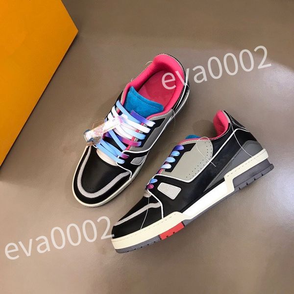 

2023 quality casual shoes brand men sneaker leather trainers man technical rubber runner sports lug sole walking size 39-44 rd1012, Black