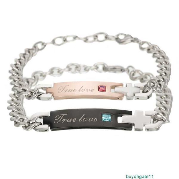 

iod0 bracelet bangle hand ornament valentine's gift fashion jewelry zircon titanium steel, Black