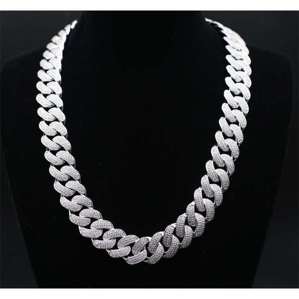 

pass gra diamond bracelet sier hip hop iced out moissanite bling chunky necklace 14k miami cuban link chain men, Silver