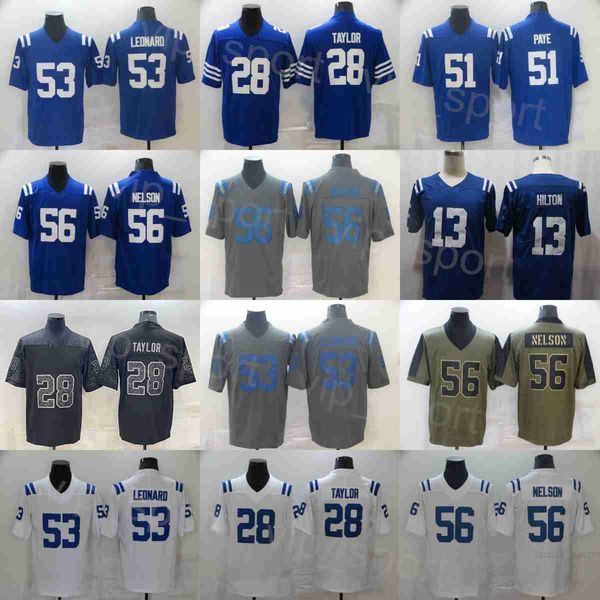 

mans football 51 kwity paye jerseys 28 jonathan taylor 53 shaquille leonard 13 ty hilton 56 quenton nelson army green salute to service vapo, Black;red