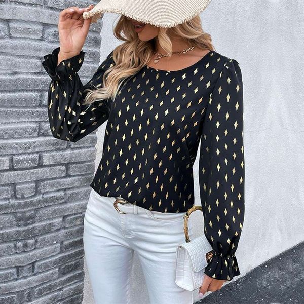 

autumn long sleeved blouse commuter, White