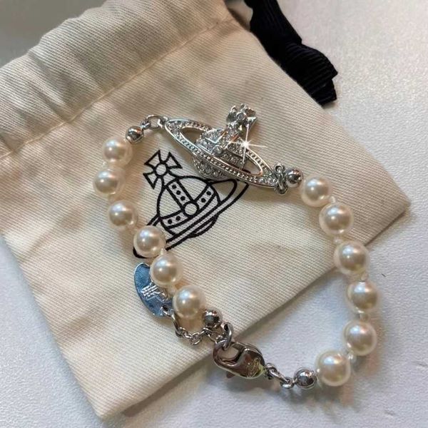 

vivian bracelet empress dowager an nana same high version full diamond classic saturn pearl bracelet female, Black