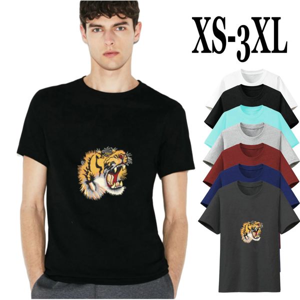 

men's t-shirts short sleeve leopard tiger head letter casual breathable comfortable stretch cotton shortsleeves slim fit style male rou, White;black