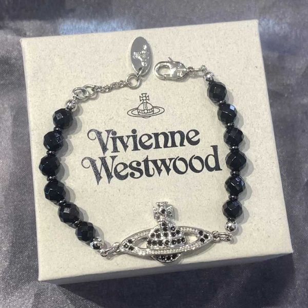 

vivian bracelet tiktok western empress dowager black agate black diamond saturn bracelet fashion female personality high end fashion handwea