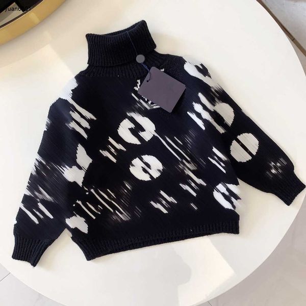 

luxury designer high collar baby pullover long sleeved kids sweater size 90-140 cm letter flower pattern printing child knitwear july27, Blue