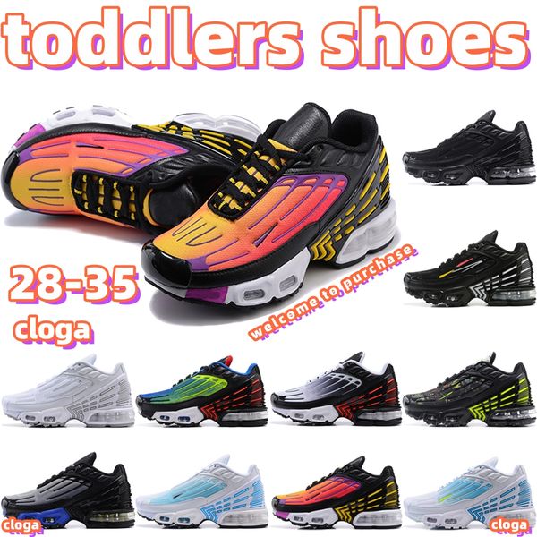 

kids shoes tn youth low sneakers enfants infants toddlers children triple black white 3 designer brand t9dc#