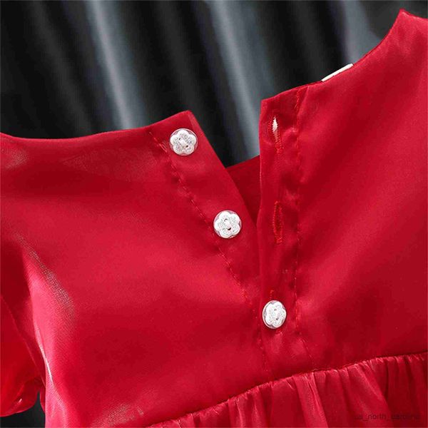 

girl's dresses baby girls dress puff sleeve neck bowknot princess a-line dress for casual daily party r230816, Red;yellow