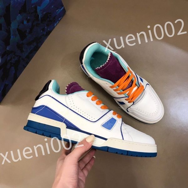 

2023 new designer sneakers women shoes classic calfskin sneakers casual style leather trainers lace-up sports train shoes size 39-44 rd1011, Black