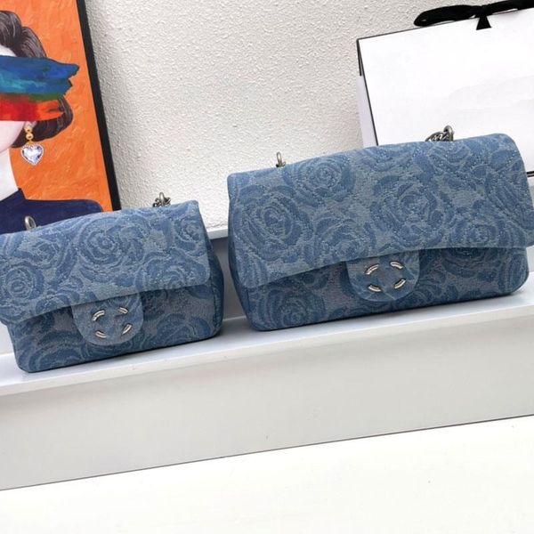 

designer female bag crossbody bag single shoulder bag 23p denim cf handbag chain 2 sizes mini fashion internet celebrity models go with ever