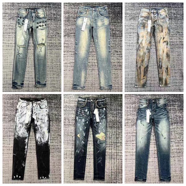 

designer jeans mens purple jeans denim trousers fashion pants high-end quality straight design retro streetwear casual sweatpants joggers pa, Blue
